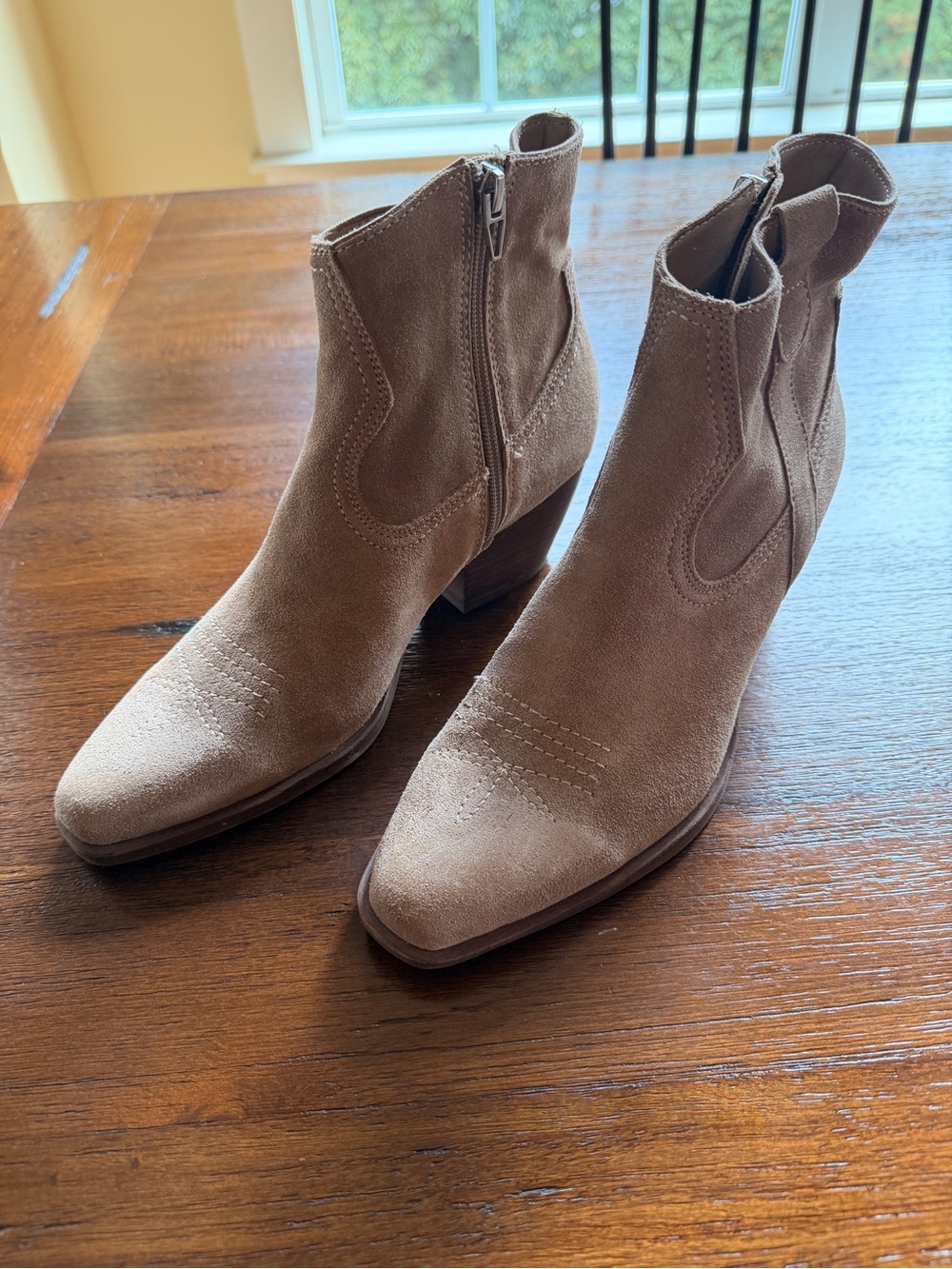 Dolce Vita Taupe Suede Ankle Boots - Western-Inspired